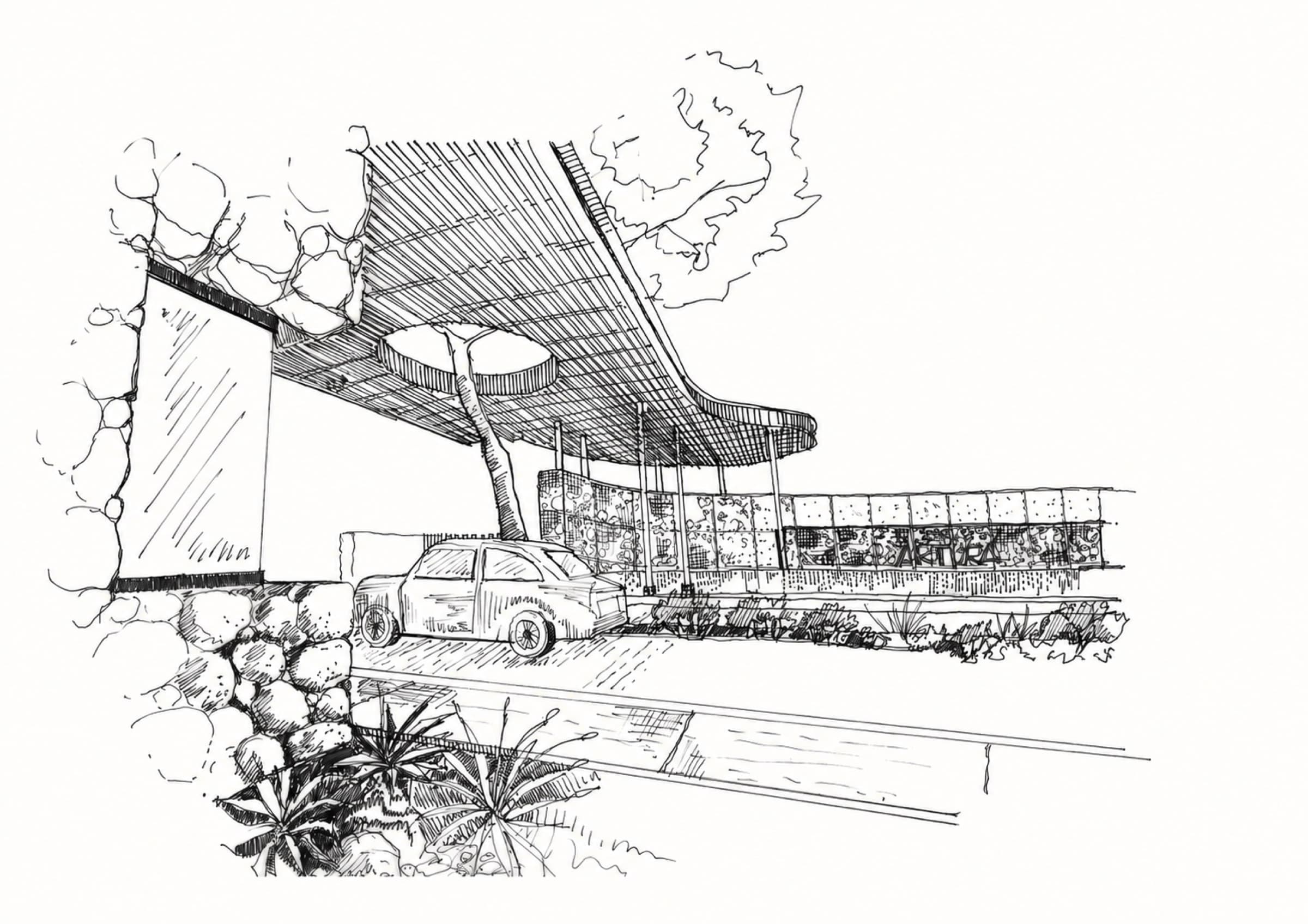 Concept sketch of the estate entrance