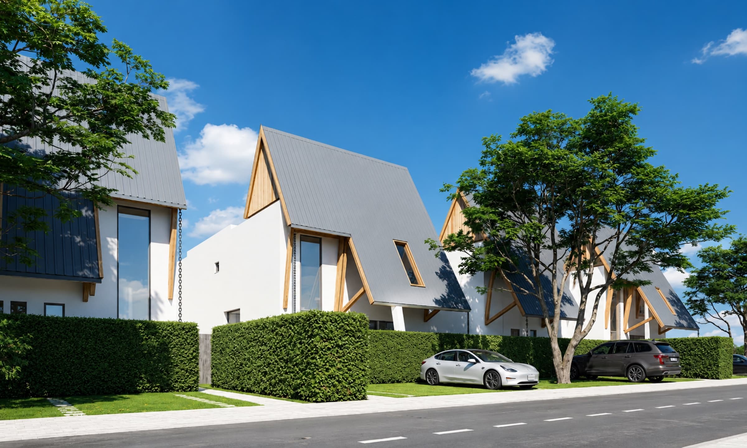 Type J villa street view within the estate