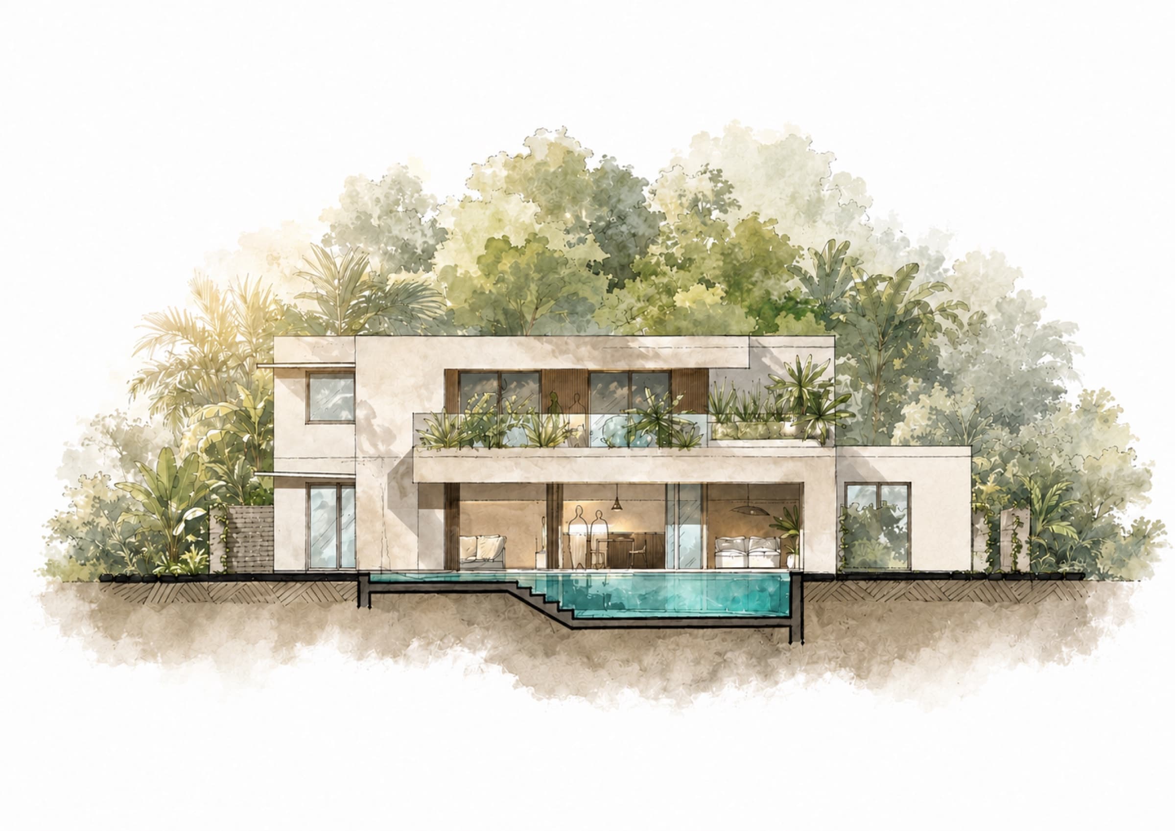 Early concept sketch of the residence